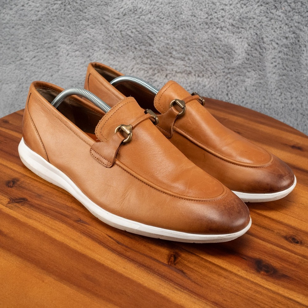 Thomas & Vine Men's Brown Genuine Leather Slip-On Comfortable Bit Loafers Sz 12
